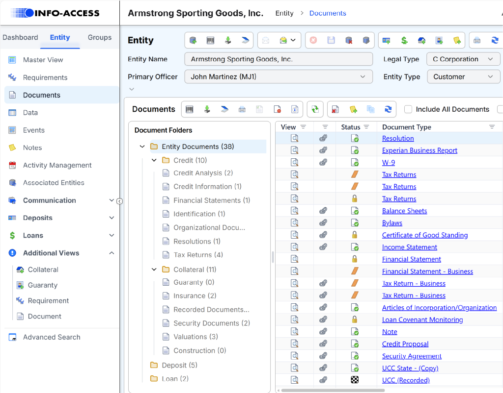 IA Web Documents Screen